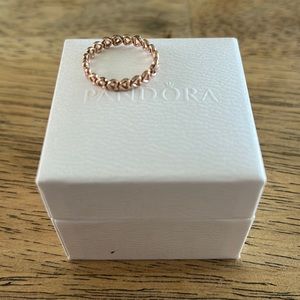 Pandora heart ring. Rose gold plated sterling silver ring